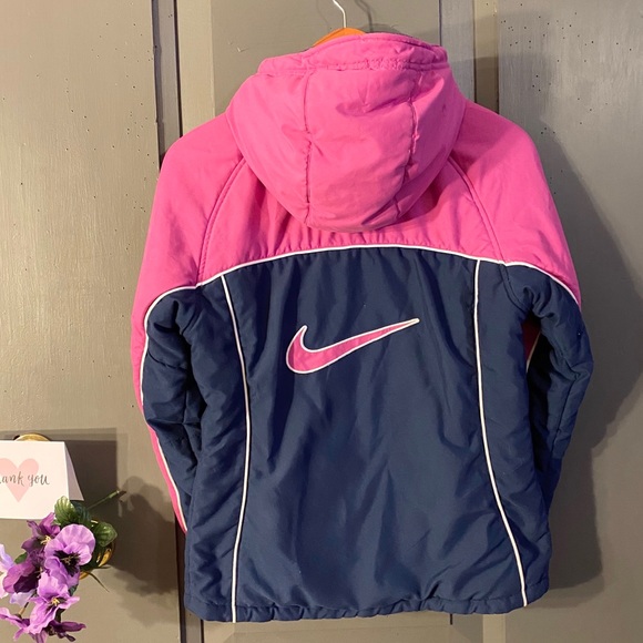 Sold Nike pink and blue girls coat size large 14 - Picture 3 of 5